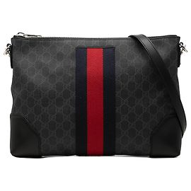 Gucci Black GG Supreme Web Crossbody-Tasche