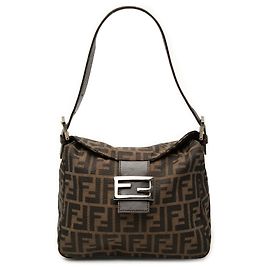 Bolsa de ombro Fendi Brown Zucca Canvas com aba dupla