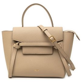 Céline Sac ceinture Celine Nano en cuir de veau grainé Beige