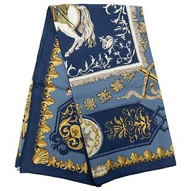 Pañuelo de seda Hermès Blue Lvdovicvs Magnvs 90