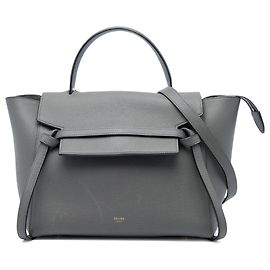 Céline Celine Mini Bolso Cintura de Piel de Ternera Granulada Gris