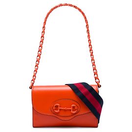 Gucci Mini Bolsa Tiracolo Horsebit 1955 Web em couro laranja