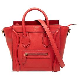 Céline Celine Nano Luggage Tote aus rotem Leder