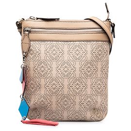 Borsa a tracolla LOEWE in tela rivestita Anagram Beige