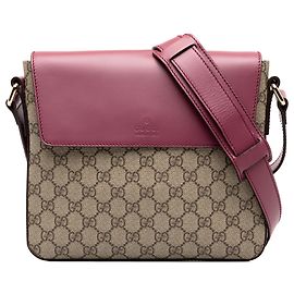 Gucci Beige GG Supreme Schultertasche mit Klappe