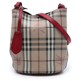 Bolso bucket Lorne Burberry de lona revestida beige Haymarket Check
