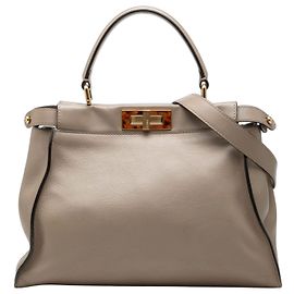 Bolsa Satchel Peekaboo Iconic Fendi em couro marrom tamanho Medium