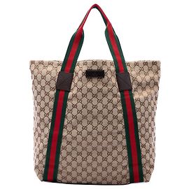 Sac Tote Gucci em tela GG bege com faixa Web