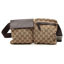 Borsetta cintura Gucci in tela GG beige con doppia tasca