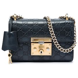 Gucci Sac crossbody Small Guccissima avec cadenas Noir