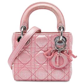 Autre Marque Dior Pink Micro Metallic Iridescent Lambskin Cannage Lady Dior