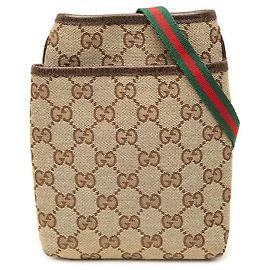 Borsa a tracolla Gucci in tela GG beige con banda Web