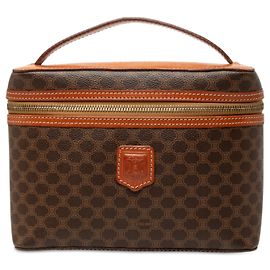 Céline Sac de toilette Celine Brown Macadam Coated Canvas