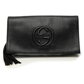 Clutch Gucci Soho Disco in pelle di vitello nera