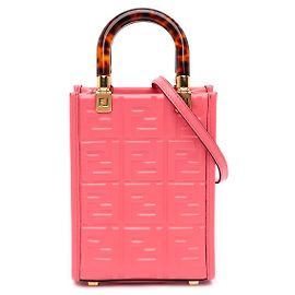 Bolso Tote Sunshine Fendi de piel grabada Mini Zucca rosa