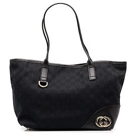 Borsa Tote Gucci New Britt in canvas GG nero