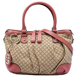 Borsa Satchel Gucci Sukey in tela Diamante beige