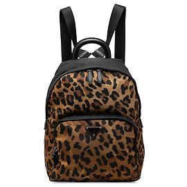 Mochila Prada de Tessuto con estampado de leopardo marrón