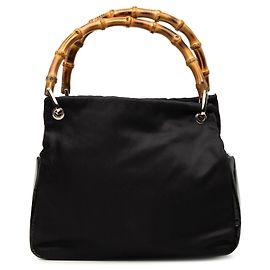 Gucci Black Nylon Bamboo Handbag
