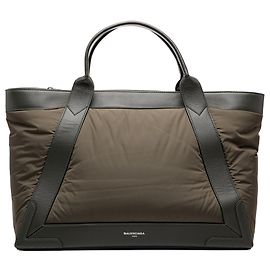 Balenciaga Cabas Tote M aus grünem und dunkelblauem Nylon