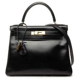 Hermès Black Box Calf Kelly Retourne 28