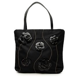 Borsa Tote Prada Black Tessuto Rosette