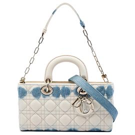 Autre Marque Dior White Medium Denim Cannage Tie Dye Lady D Joy