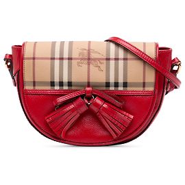 Burberry Maydown Crossbody in tela rivestita Red Patent e Haymarket Check