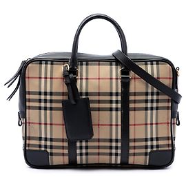 Bolso de negocios Burberry en nailon beige Haymarket Check