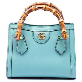 Borsa Gucci Blue Mini Calfskin Bamboo Diana Satchel