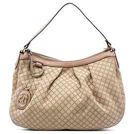 Borsa a tracolla Gucci Sukey in canvas Diamante beige