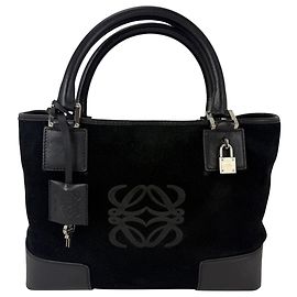 Loewe Amazona Fusta Tote Bag aus schwarzem Wildleder