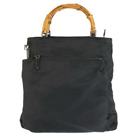 Gucci Bamboo Handtasche aus Nylon Schwarz