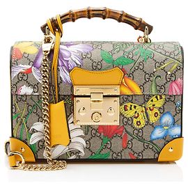 Gucci GG Supreme Flora Bamboo Padlock Top Handle
