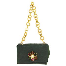 Chanel Vintage Chain Jewel Flap Quilted Velvet Small