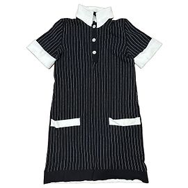 Chanel Vestido Mini de Riscas Pretas e Brancas