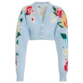 Miu Miu Mohair Cropped Cardigan mit Blumenmuster