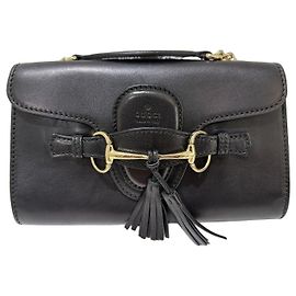Gucci Emily Bolsa de ombro couro preto Horsebit