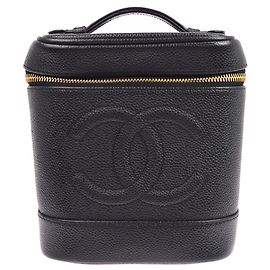 Estojo de Cosméticos Chanel Vintage em Lambskin Tall