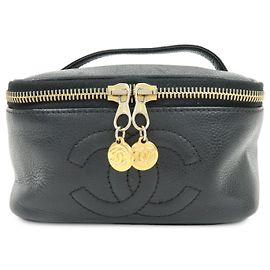 Chanel Vintage Timeless Cosmetic Case Caviar Small