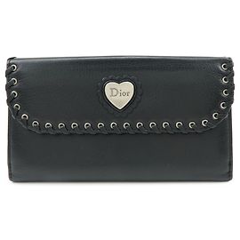 Christian Dior Trotter / Heart Motif Wallet Leather