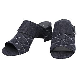 LOUIS VUITTON Sandalen Denim 36 Blue LV Auth 204934M