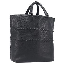 BOTTEGA VENETA INTRECCIATO Hand Bag Leather Black Auth 204753A