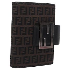 Funda de agenda FENDI Zucchino Canvas Navy Silver Auth bs37215