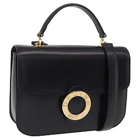 Céline Bolsa de mão CELINE em couro 2way Preta Tom Dourado Auth mr2993