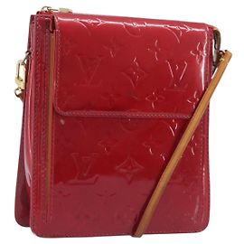 LOUIS VUITTON Monogram Vernis Motto Accessory Pouch Red M91137 LV Auth bs37359