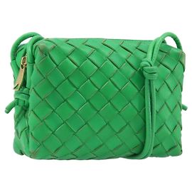 BOTTEGA VENETA INTRECCIATO Mini Barakito Shoulder Bag Leather Green Auth mr3028V