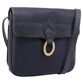 Borsa a tracolla Christian Dior Trotter Canvas PVC Navy Gold Auth ep16126