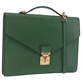 LOUIS VUITTON Epi Serviette Conseiller Briefcase Green M54424 LV Auth 203837