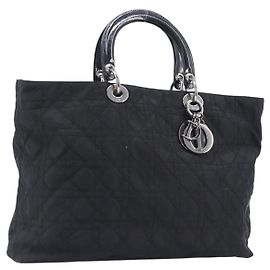 Christian Dior Canage Handtasche Nylon Black Silver Auth ep15999